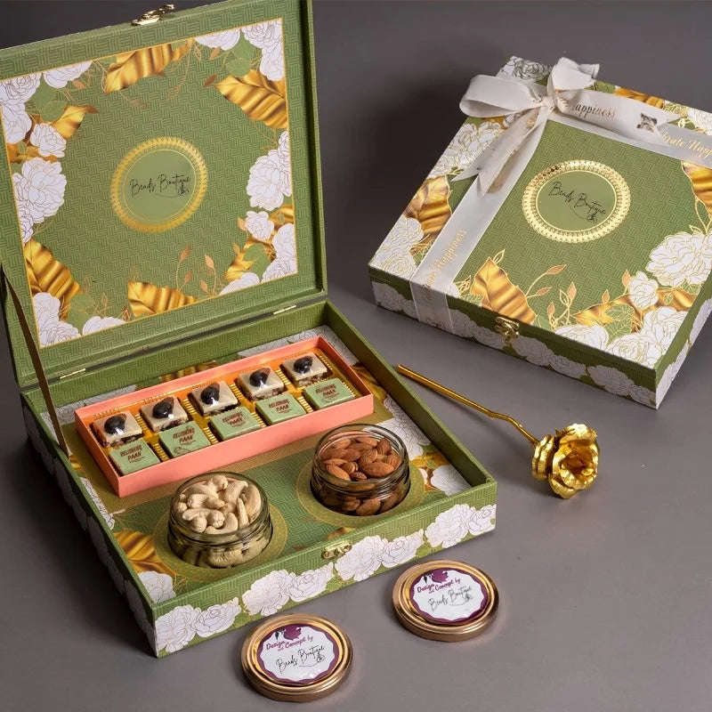 Golden Green Sweet & Dry Fruit Box